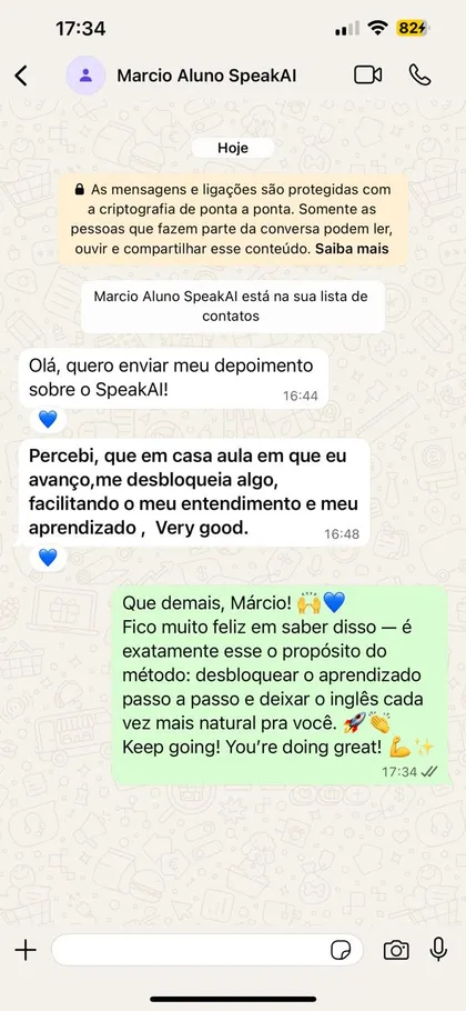 Print do depoimento de Márcio