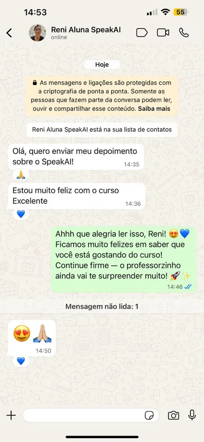 Print do depoimento de Reni