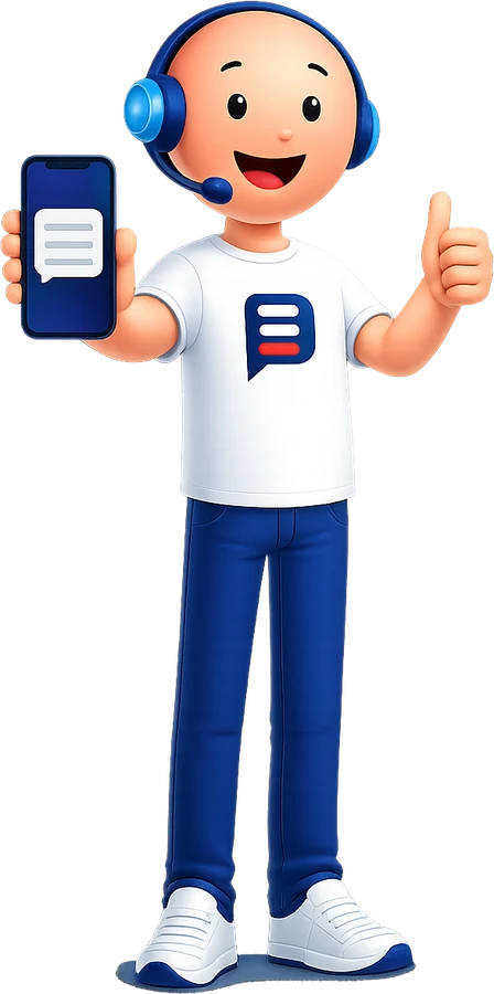 O Professorzinho do SpeakAI segurando o celular com o app aberto e fazendo sinal de positivo